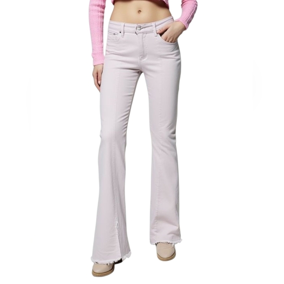 SHEIN White Flare Wide Leg Jeans with Distressed Hem Size Medium - Picture 1 of 9